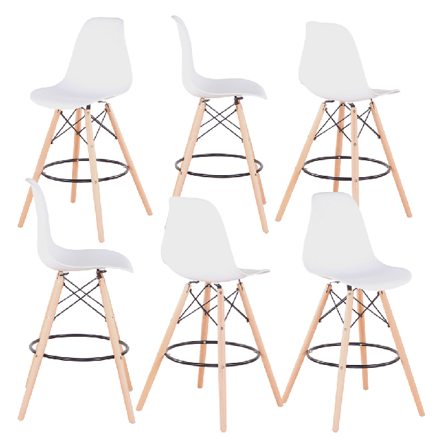 Barová židle Carli (bílá + buk)