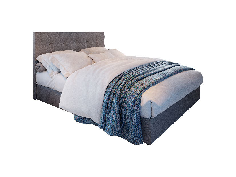 Kontinentální postel 160 cm Karen Comfort (šedá) (s matrací a úložným prostorem)