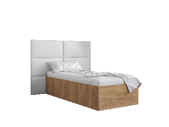 Jednolůžková postel s čalouněným čelem 90 cm Brittany 2 (dub craft zlatý + bílá) (s roštem)