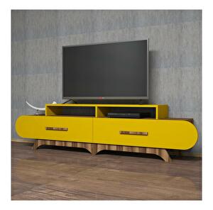 TV stolek/skříňka Florian (ořech + žlutá)