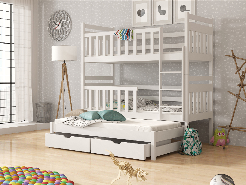 Dětská postel 80 cm KRISTY (s roštem a úl. prostorem) (bílá)