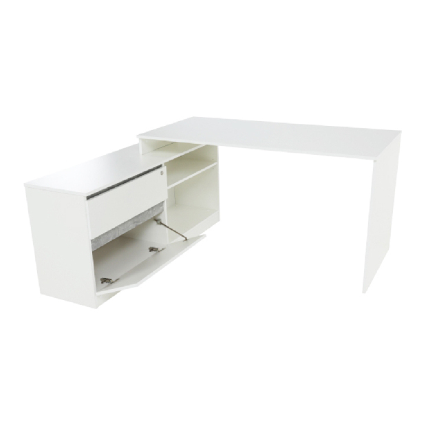Rohový PC stolek Bill (bílá + beton)