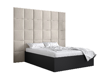 Manželská postel s čalouněným čelem 160 cm Brittany 3 (černá matná + krémová) (s roštem)