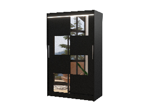 Šatní skříň Lagneo (černá) (s led osvětlením) (se zrcadlem)