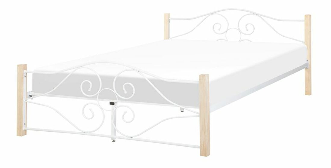 Manželská postel 180 cm FLANGE (s roštem) (bílá)