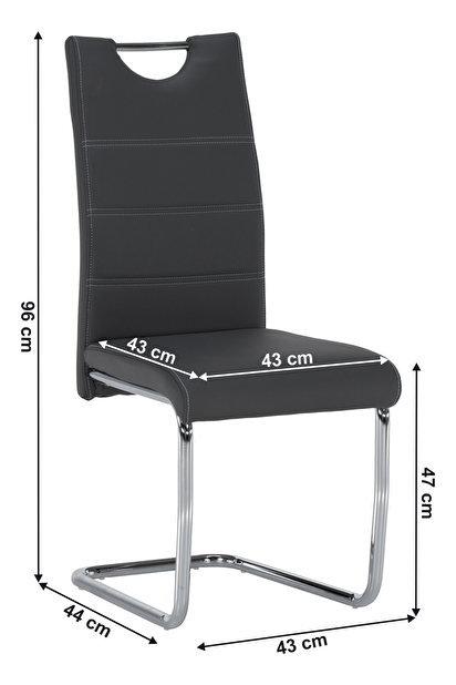 Jídelní židle Abalia New (tmavě šedá + chrom)