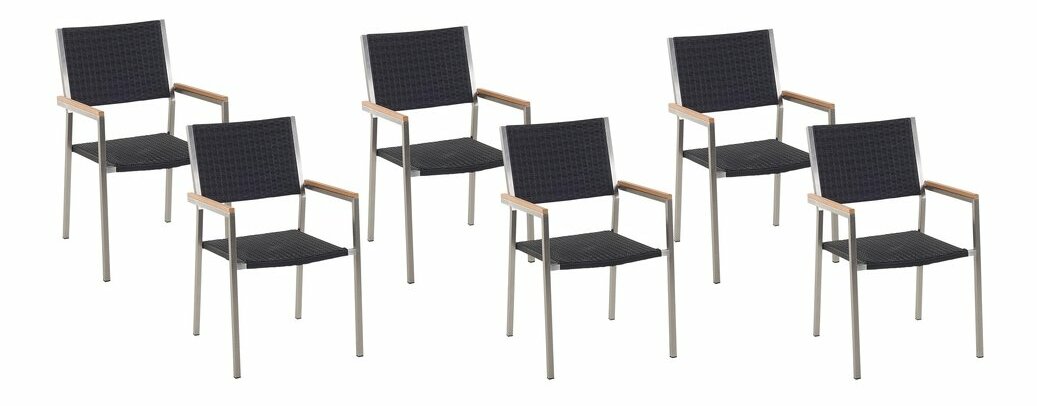 Set 6ks. židlí Grosso (černá) (ratan)