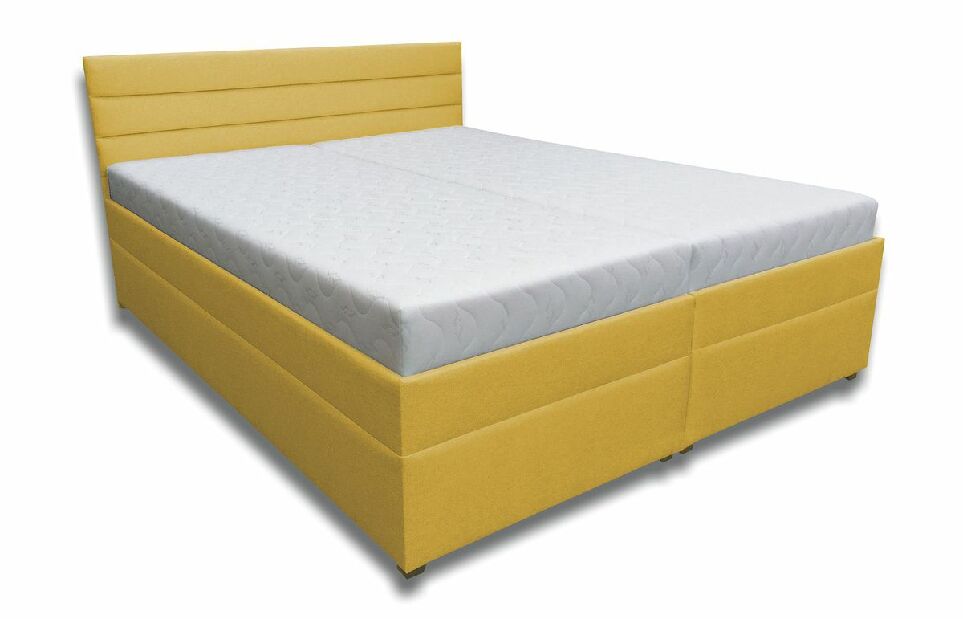 Manželská postel 160 cm Zulma (hořčicová) (s roštem, pružinovou matrací a úl. prostorem)