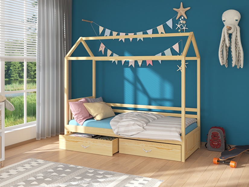 Dětská postel 200x90 cm Rosie I (s roštem) (borovice)