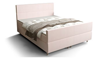 Manželská postel Boxspring 160 cm Flu plus (světlorůžová) (s matrací a úložným prostorem)