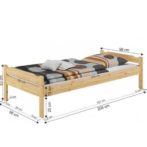 Jednolůžková postel 90 cm Lipo (přírodní)