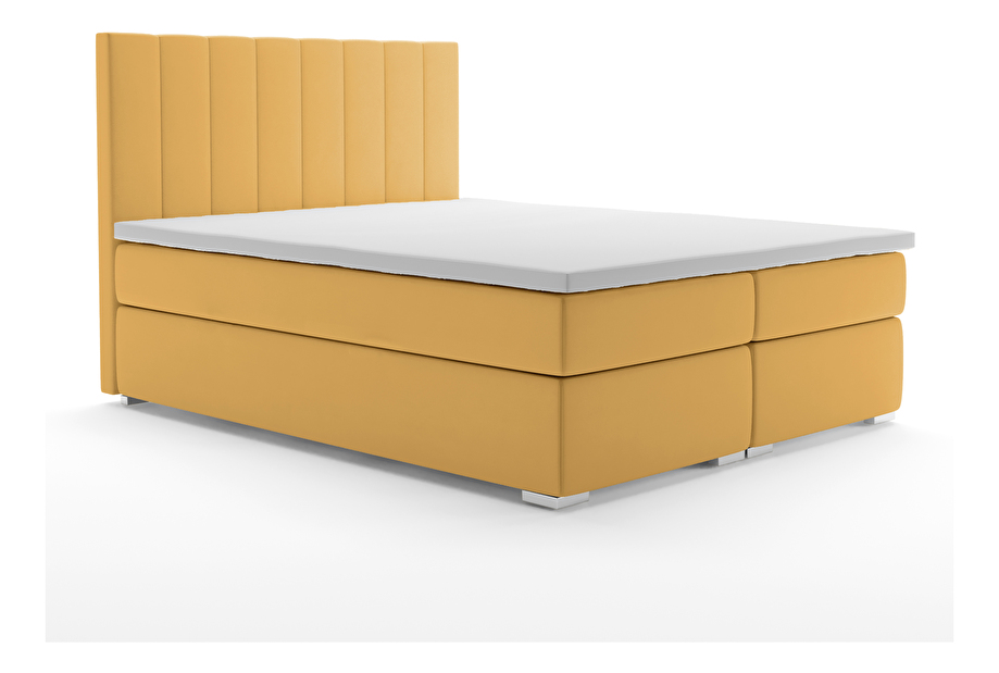 Kontinentální postel 180 cm Pugno (žlutá) (s úložným prostorem)