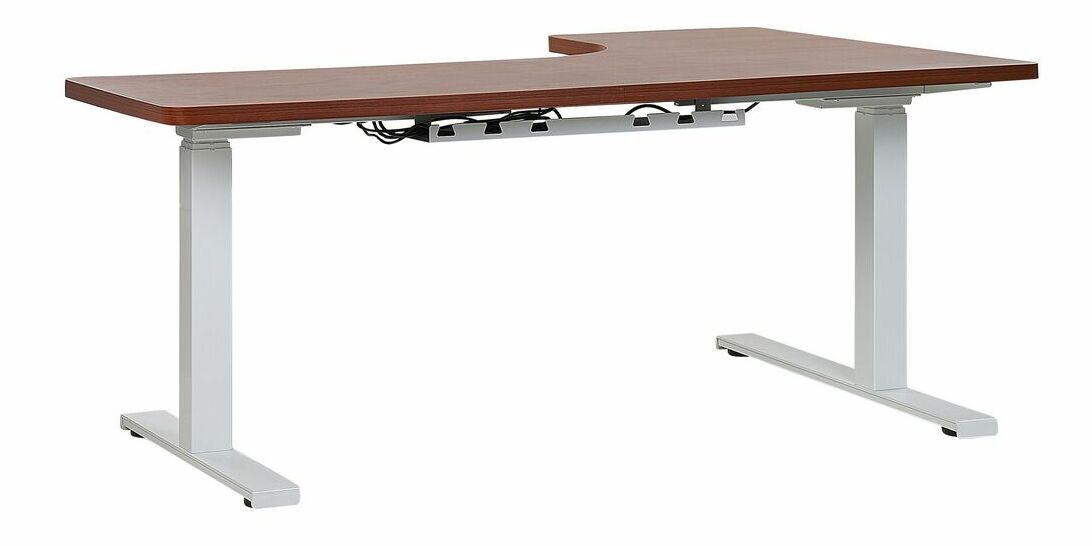 PC stolek Destiny (tmavé dřevo + bílá) (L)