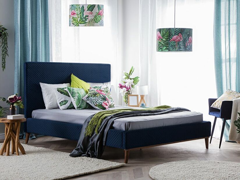 Manželská postel 180 cm BARON (s roštem) (modrá) *výprodej