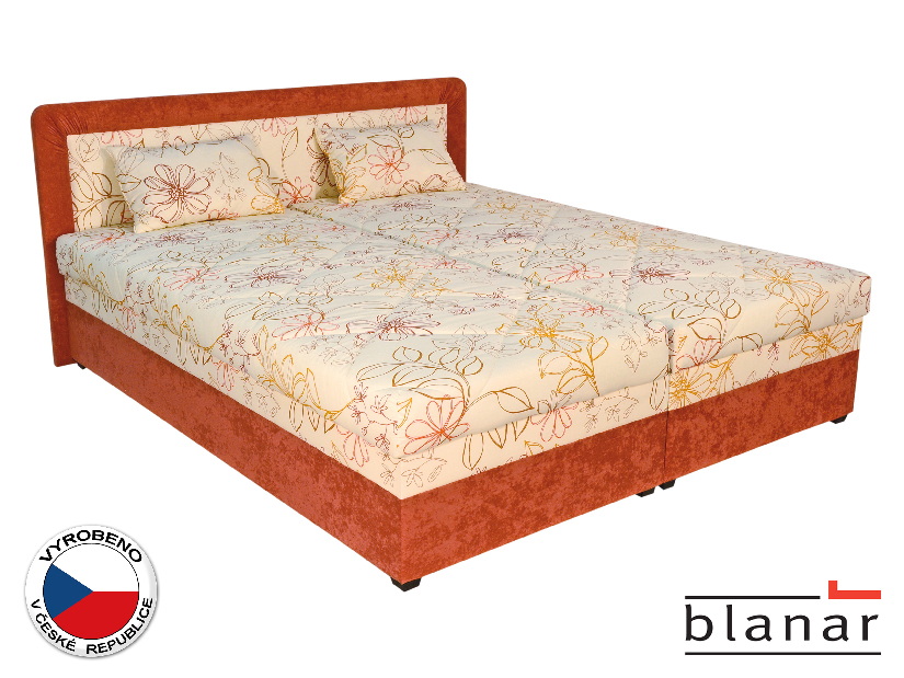 Manželská postel 180 cm Blanár Bologna (s roštem a matracemi) (béžová + oranžová)