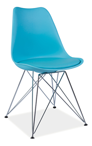 Jídelní židle Tennie (modrá + chróm)