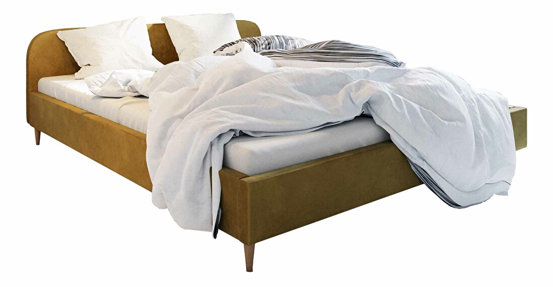 Manželská postel 160 cm Lon (zlatá) (bez roštu a úložného prostoru)