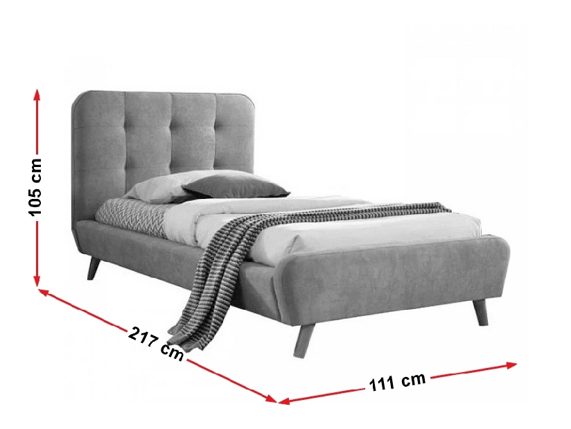Jednolůžková postel 90x200 cm Temika (šedá) (s roštem)