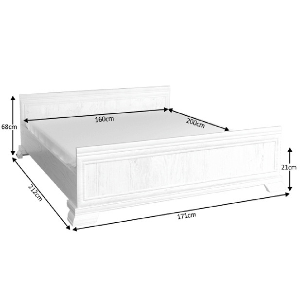 Manželská postel 160 cm Kraz KLS (s roštem) (sosna andersen)