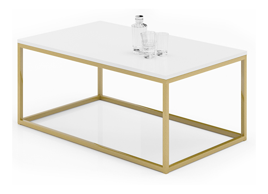 Konferenční stolek Namira (zlatá + bílá)