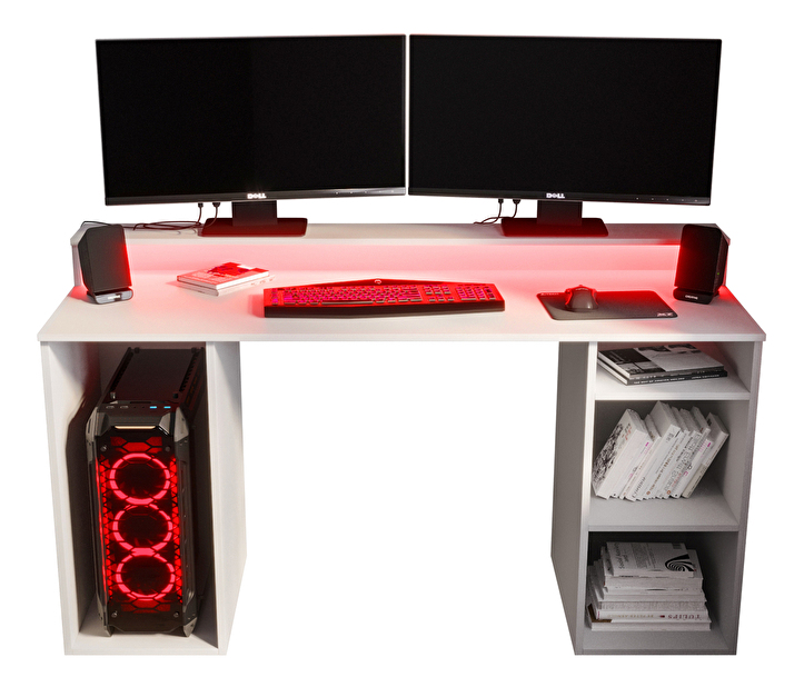 Herní PC stolek Garrick 1 (bílý) (s LED RGB osvětlením)