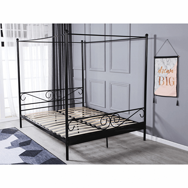 Manželská postel 160 cm Anabella (černá)