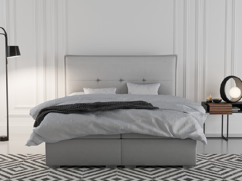 Kontinentální postel 140 cm Carla (světle šedá) (s úložným prostorem)
