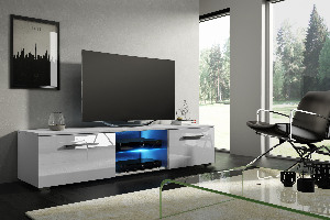 TV stolek/skříňka Mona 140 (bílá + lesk bílý)
