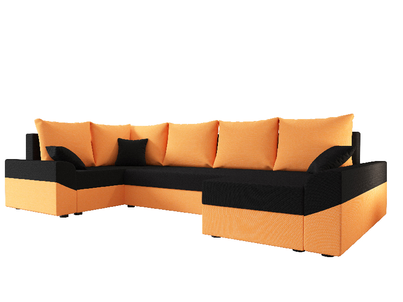Rohová sedací souprava Dusk Long (oranžová + černá) (L)