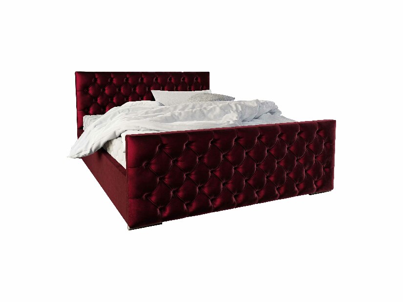 Manželská postel 140 cm Velva (bordó) (s roštem a úložným prostorem)