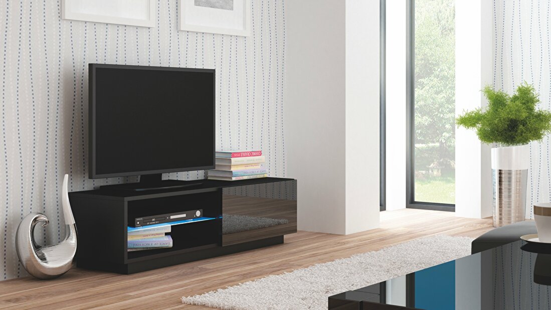 TV stolek/skříňka Livo RTV-120S (černá + lesk černý)