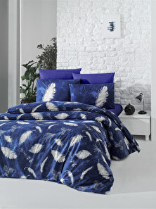 Ložní prádlo 160 x 220 cm Fether (tmavě modrá + bílá)