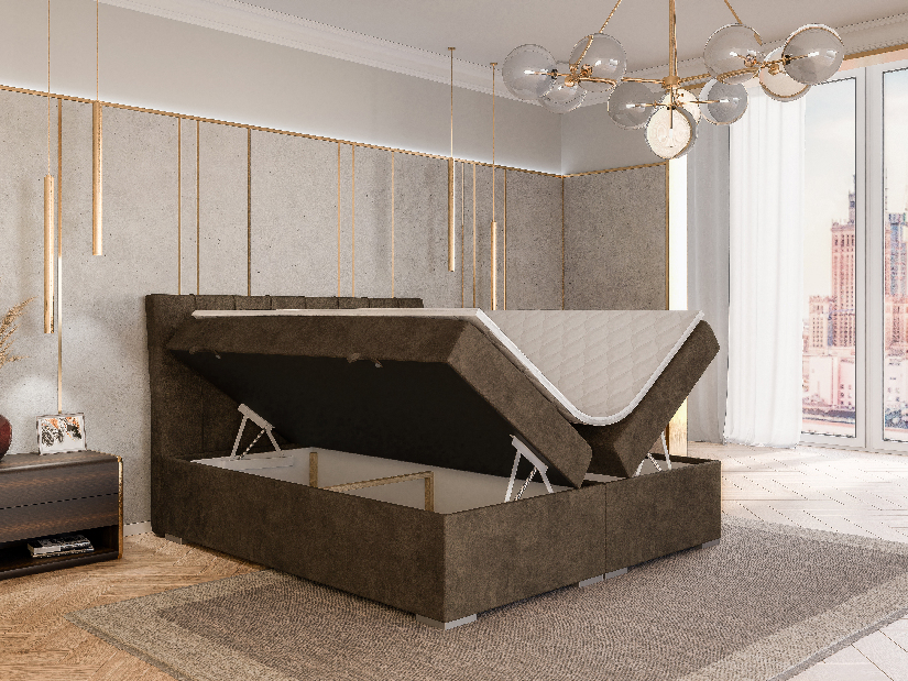 Kontinentální postel 160 cm Driny (karamelová) (s matrací a úl. prostorem)