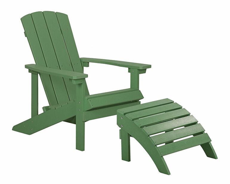 Zahradní židle s podnožkou Adack (tmavě zelená)