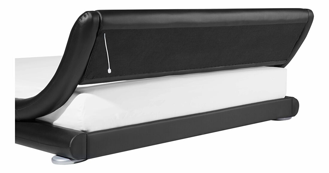 Manželská postel 140 cm AVENUE (s roštem a LED osvětlením) (černá) *výprodej