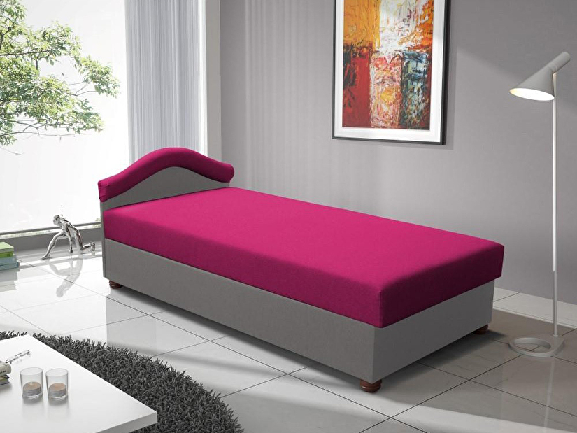 Jednolůžková postel (válenda) 80 cm Aurum (růžová + šedá)