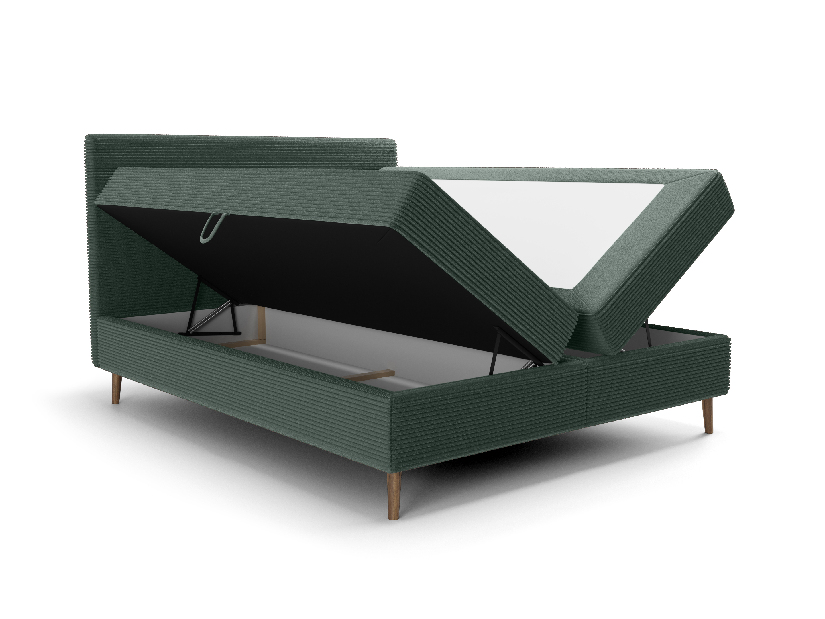 Manželská postel 140 cm Napoli Comfort (zelená) (s roštem, s úl. prostorem)