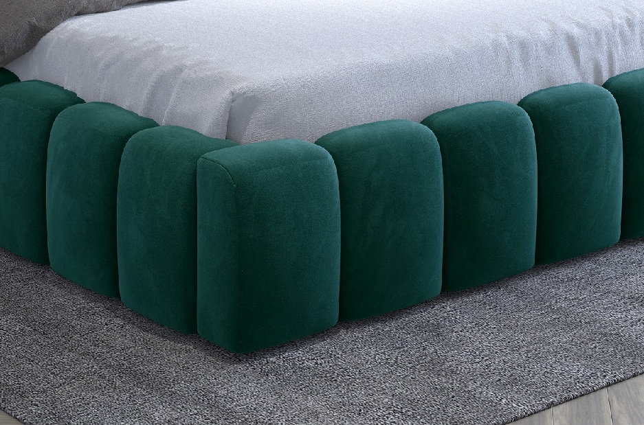 Manželská postel 160 cm Luxa (šedá) (s roštem, úl. prostorem a LED)