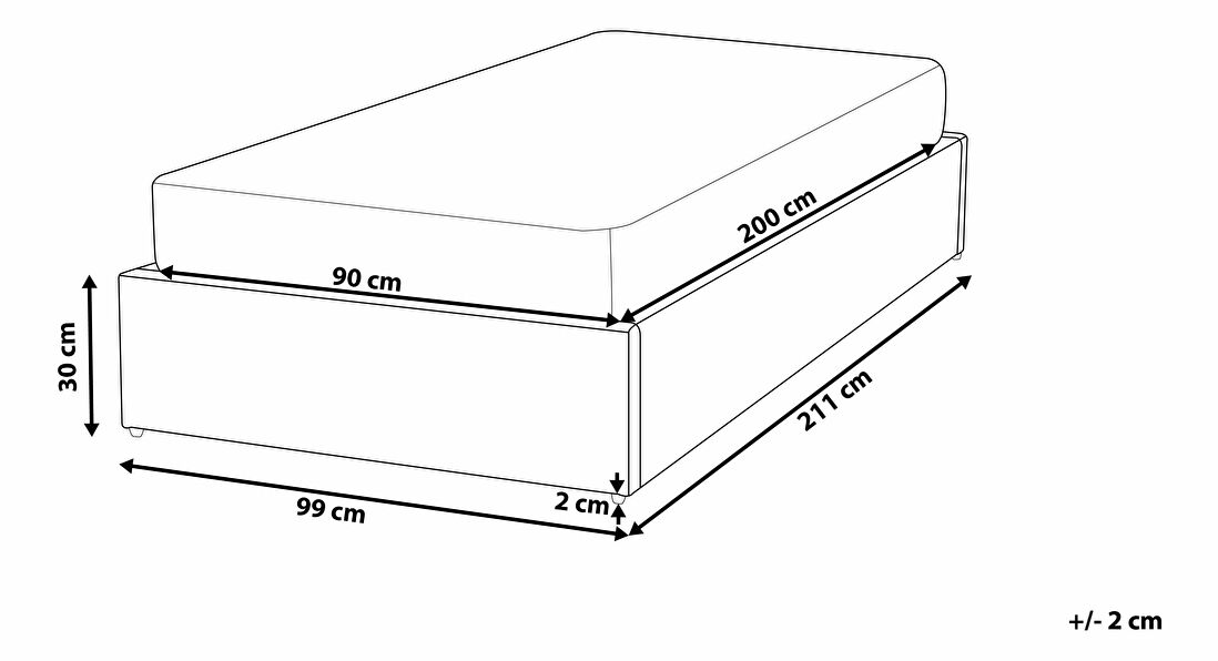 Dětská postel 90 cm DIJON (s roštem a úl. prostorem) (béžová)
