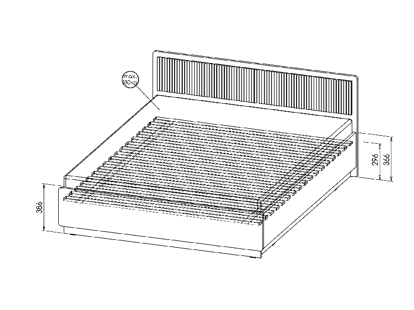 Manželská postel Phelan P13 (ořech warmia + černá) (bez matrace a úl. prostoru)