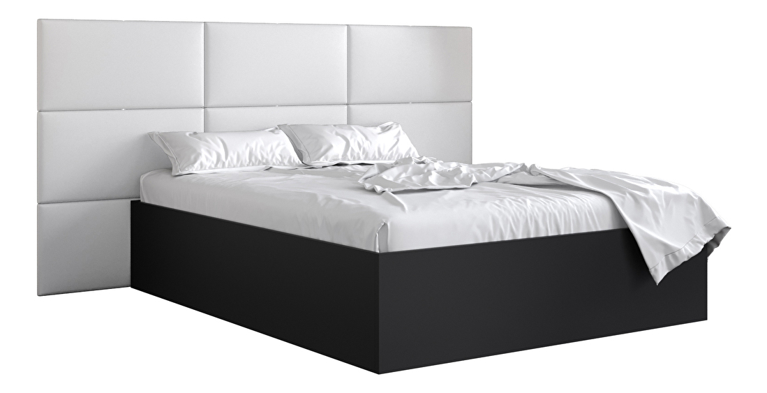 Manželská postel s čalouněným čelem 160 cm Brittany 2 (černá matná + bílá) (s roštem)