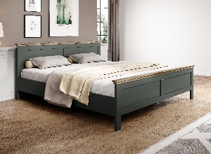 Manželská postel 160 cm Elvina S Typ 31 (tmavě zelená + dub lefkas)