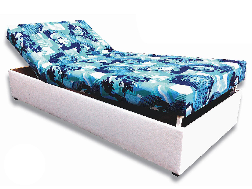 Jednolůžková postel (válenda) 80 cm Darcy (Bílá koženka + Elmo 2)
