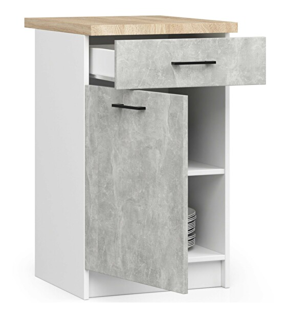 Dolní kuchyňská skříňka Ozara S50 SZ2 (bílá + beton)