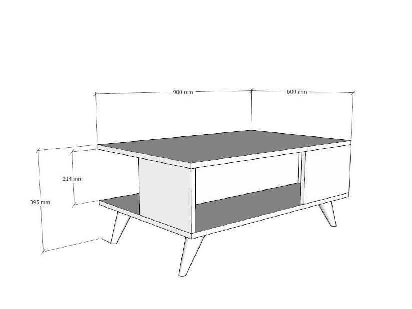 Konferenční stolek Sheldon (bílá + černá)