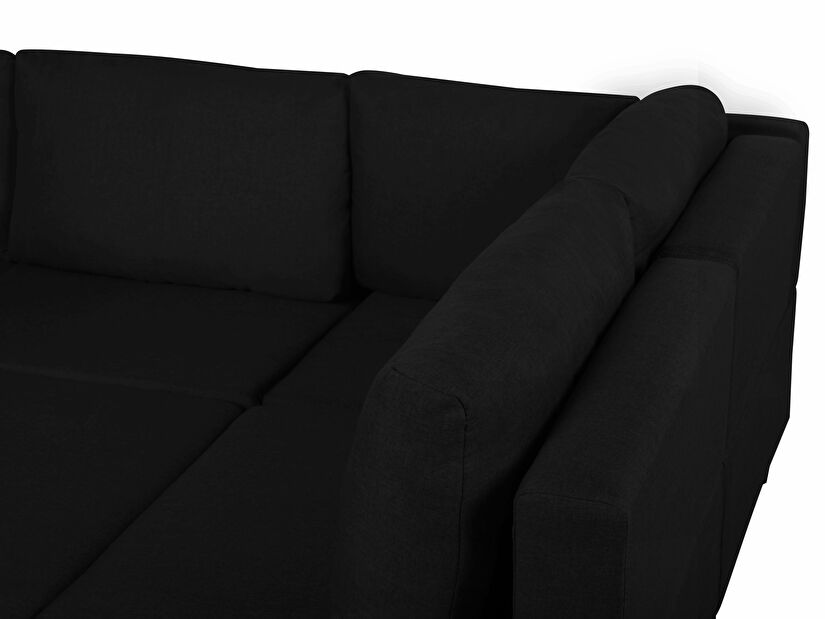 Modulární pohovka FELLE (polyester) (černá) (pro 3 lidi) (s taburetem)