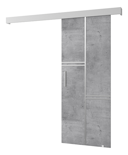 Posuvné dveře 90 cm Sharlene VIII (beton + bílá matná + stříbrná)