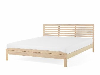 Manželská postel 180 cm CAROC (s roštem) (světlé dřevo)