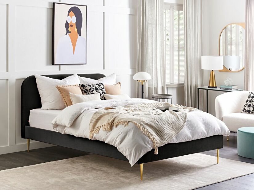 Manželská postel 160 cm Faris (černá) (s roštem)