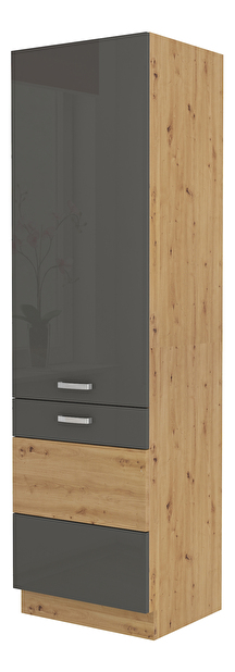 Potravinová kuchyňská skříňka Arryn 60 DK-210 2F (dub artisan + lesk šedý)